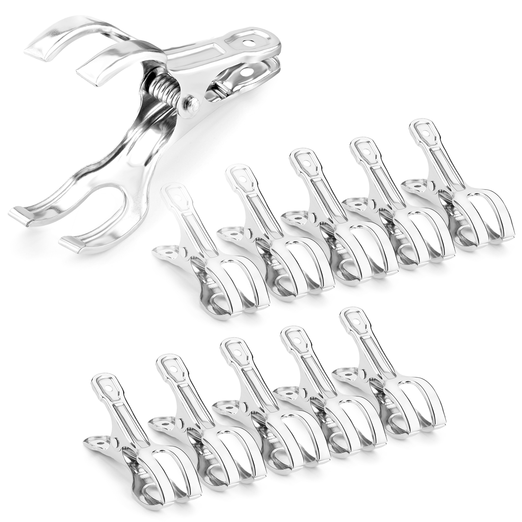 Samhopo 60-Pack Large Garden Clips, Heavy Duty Stainless Steel Greenhouse Clamps for 3/4" to 2" Pipe - Securely Grips Row Cover, Frost Blanket, Bird Netting & Shade Cloth in High Winds